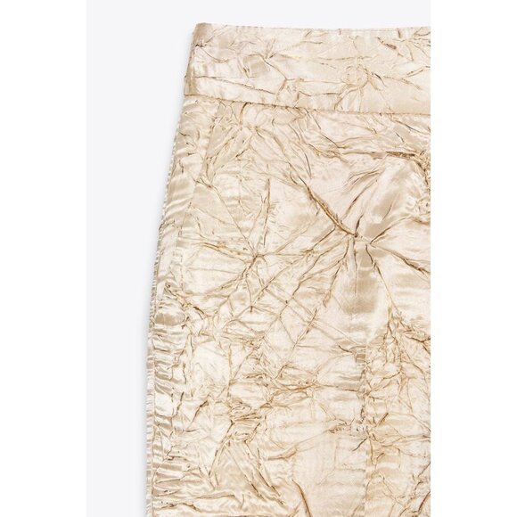 NWT Zara champagne wrinkled crinkle bustier and pants set, M - Picture 11 of 16